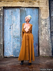 Nude Granny Pics: 70-Year-Old Lady Wearing a Yellow Dress